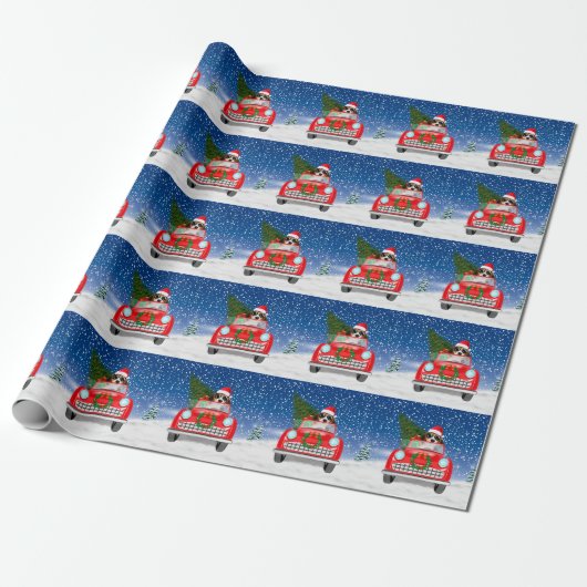 Draaikuiken rijden met sneeuwkerst cadeaupapier (Uitgerold)