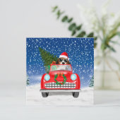 Draaikuiken rijden met sneeuwkerst kaart (Staand voorkant)