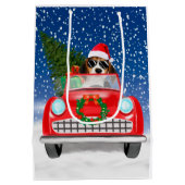 Draaikuiken rijden met sneeuwkerst medium cadeauzakje (Achterkant)