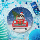 Draaikuiken rijden met sneeuwkerst papieren bordje (Feest)