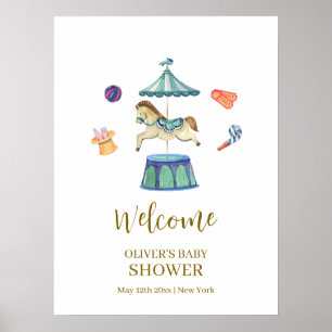 Draaimolen Carnaval Baby Shower Welkom Poster