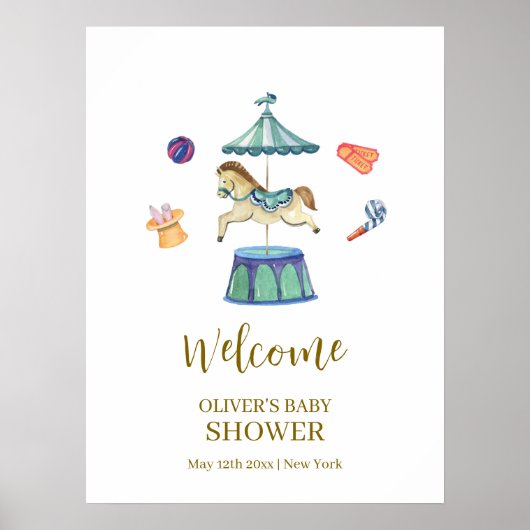 Draaimolen Carnaval Baby Shower Welkom Poster (Voorkant)
