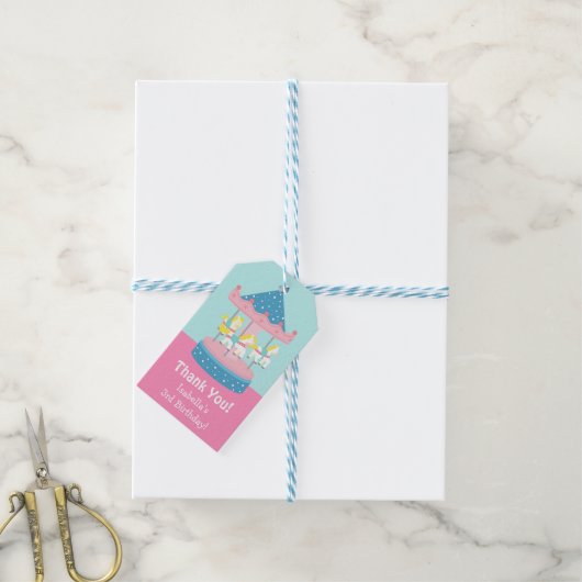 Draaimolen Carrousel Verjaardagsfeest Cadeautags Cadeaulabel (Met Touw)