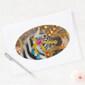 draaimolen carrouselrit Zebra Horse Foto Ovale Sticker (Envelop)