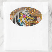 draaimolen carrouselrit Zebra Horse Foto Ovale Sticker (Tas)