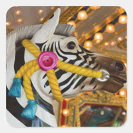 draaimolen carrouselrit Zebra Horse Foto Vierkante Sticker
