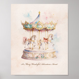 Draaimolen kinderkamer kunst Whimsical Merry Go Ro Poster