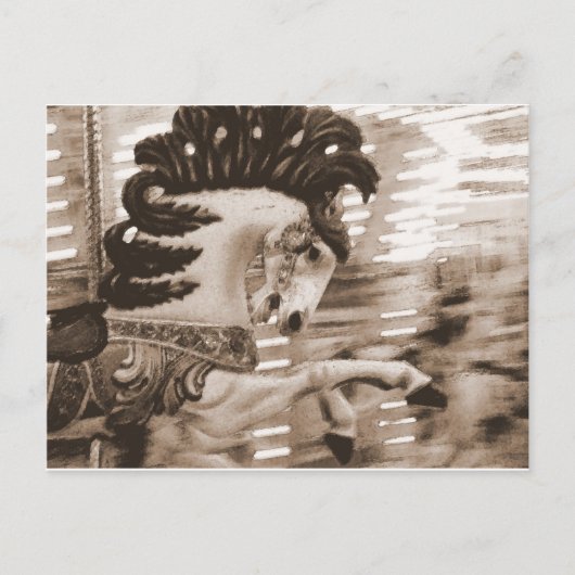 Draaimolen Paard Sepia Briefkaart (Voorkant)