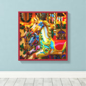 draaimolen paardenserie 28 canvas afdruk (Insitu (Houten vloer))