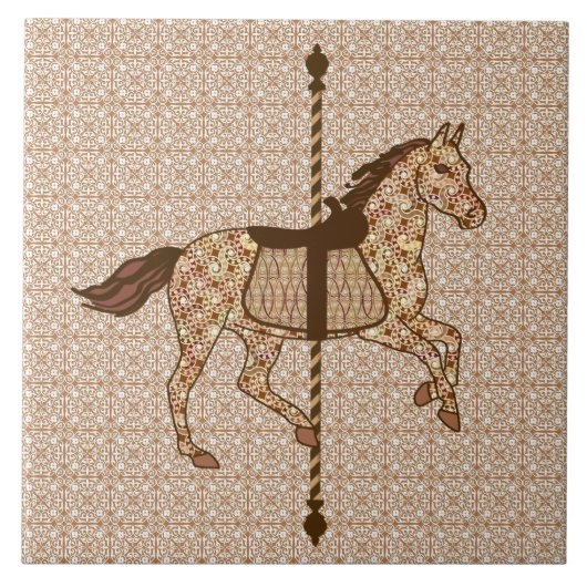 Draaimolenpaard - Chocoladebruin en Taan Tegeltje (Voorkant)