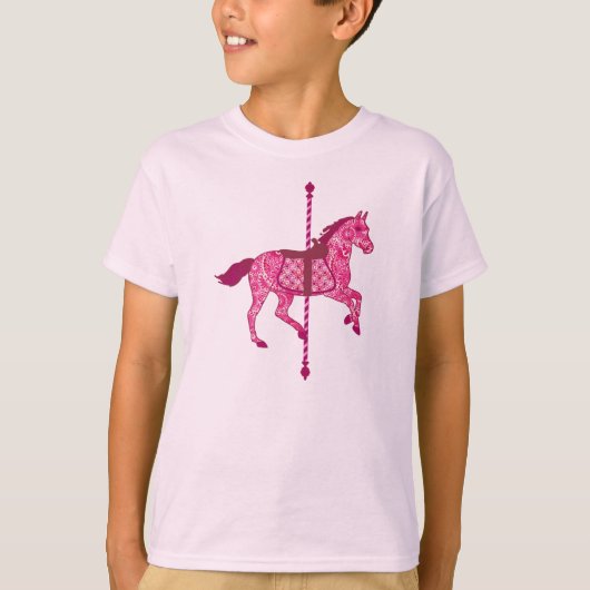 Draaimolenpaard - Fuchsia Roze T-shirt (Voorkant)