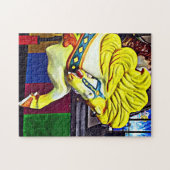 Draaimolenpaard met gele manen legpuzzel (Horizontaal)