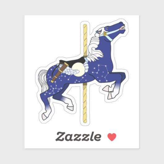 Draaimolenpaard met nachthemelontwerp sticker (Vel)
