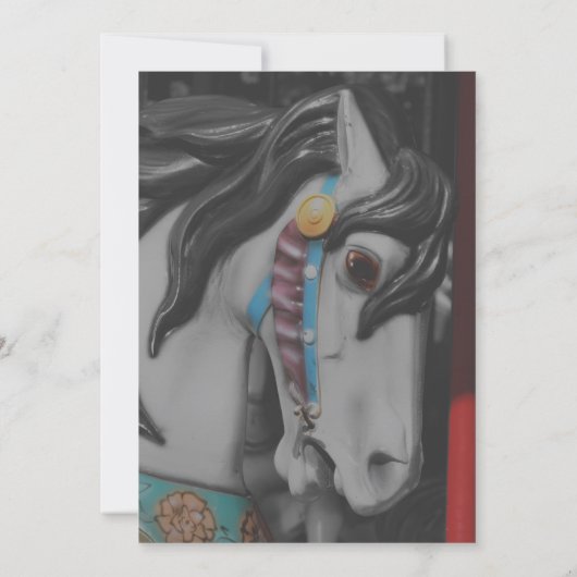 Draaimolenpaard met vurige kleuren Zwart-Wit Feest Kaart (Achterkant)