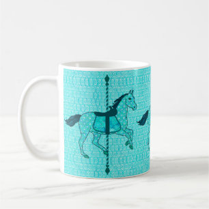 Draaimolenpaard - Turquoise en Aqua Koffiemok