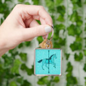 Draaimolenpaard - Turquoise en Aqua Sleutelhanger (Hand)
