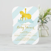 Draaimolenpaard van muntgroene baby shower kaart (Staand voorkant)