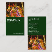 Draaimolenpaarden - Donkergroen Visitekaartje (Voorkant / Achterkant)