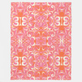 Draaipatroon in roze, Sinaasappel en crème Fleece Deken (Voorkant)