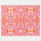Draaipatroon in roze, Sinaasappel en crème Fleece Deken (Voorkant (Horizontaal))