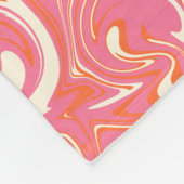 Draaipatroon in roze, Sinaasappel en crème Fleece Deken (Hoek)