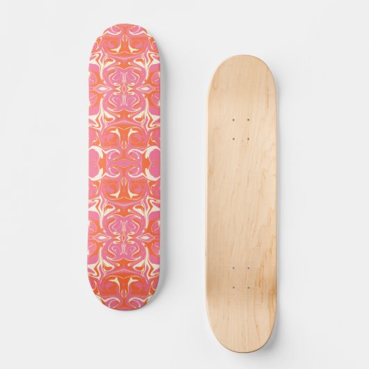Draaipatroon in roze, Sinaasappel en crème Persoonlijk Skateboard (Voorkant)