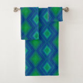 Draaistekset Blauw groen patroonpad Bad Handdoek (Insitu)