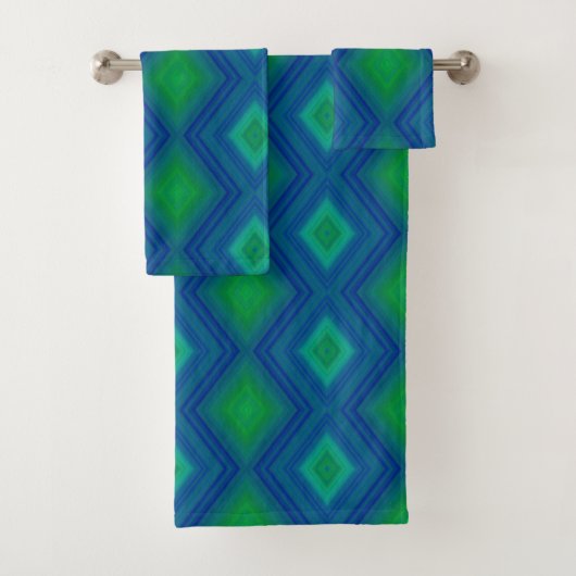 Draaistekset Blauw groen patroonpad Bad Handdoek (Insitu)