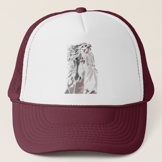 Draaistoep van witte paarden trucker pet (Voorkant)