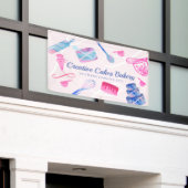 Draaiswerktuigen en gereedschap voor roze blauwe m spandoek (Buitenkant Gebouw)