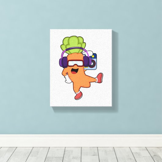 Draait bij Muziek met hoofdtelefoon Canvas Afdruk (Insitu (Houten vloer))