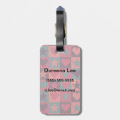 Draait en sterren roze bagagelabel (Achterkant verticaal)