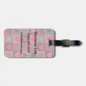 Draait en sterren roze bagagelabel (Achterkant horizontaal)