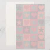 Draait en sterren roze briefpapier (Voorkant / Achterkant)
