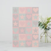Draait en sterren roze briefpapier (Staand voorkant)