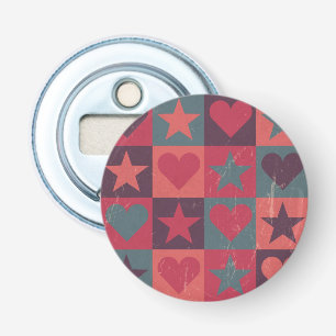 Draait en sterren roze button flesopener