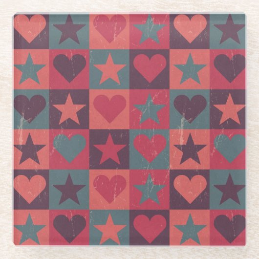 Draait en sterren roze glazen onderzetter (Voorkant)