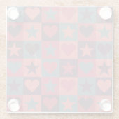 Draait en sterren roze glazen onderzetter (Achterkant)