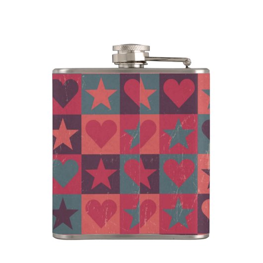 Draait en sterren roze heupfles (Achterkant)