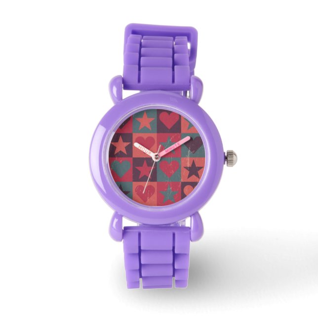 Draait en sterren roze horloge (Voorkant)
