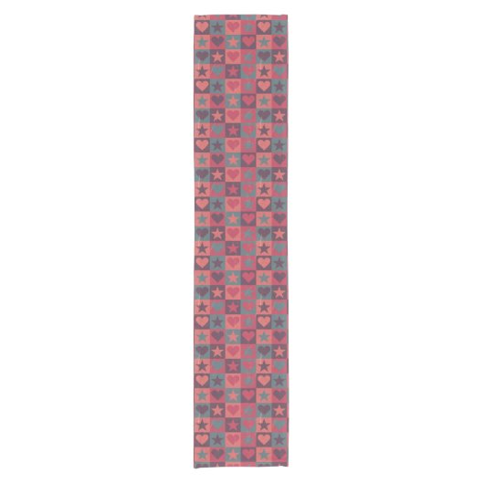 Draait en sterren roze korte tafelloper (Voorkant)