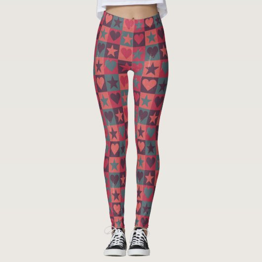 Draait en sterren roze leggings (Voorkant)