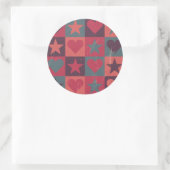 Draait en sterren roze ronde sticker (Tas)