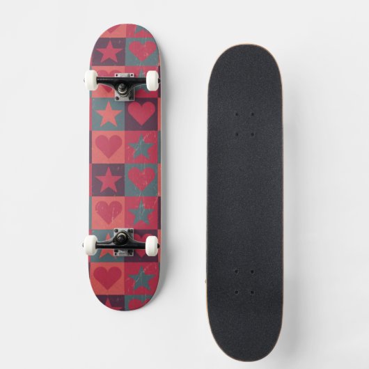Draait en sterren roze skateboard (Voorkant)