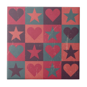 Draait en sterren roze tegeltje