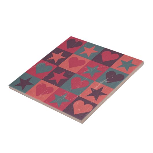 Draait en sterren roze tegeltje (Zijkant)