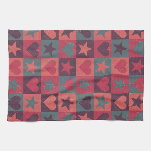 Draait en sterren roze theedoek (Horizontaal)