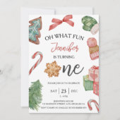 Draait er een | Winter Kerstmis 1e verjaardag Kaart (Voorkant)