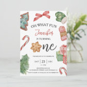 Draait er een | Winter Kerstmis 1e verjaardag Kaart (Staand voorkant)