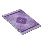 Draait het Paarse monogram van het Patroon Spiral Notitieboek (Rechterzijde)